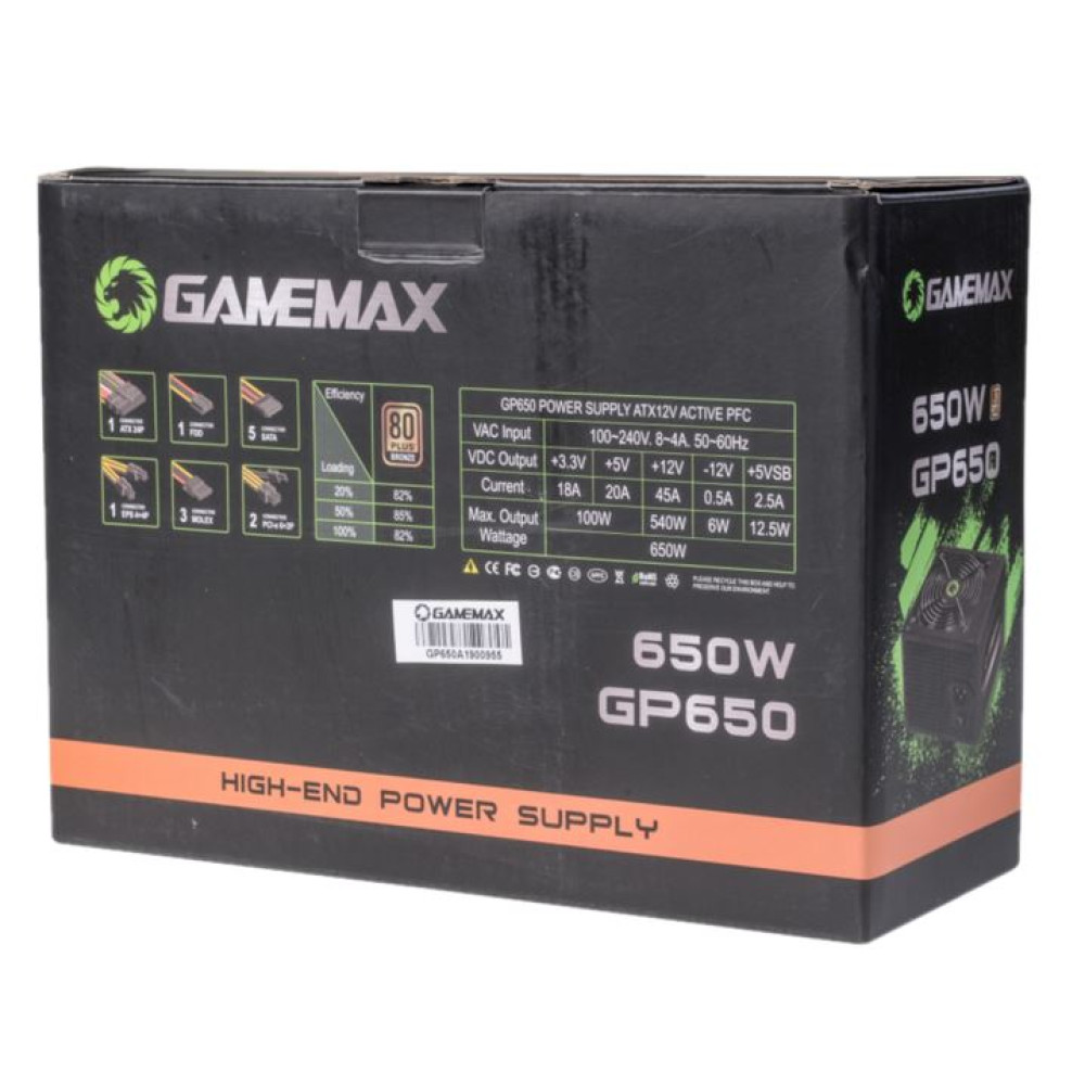 Fonte Gamemax 650w 80 Plus Gp 6650 Bronze